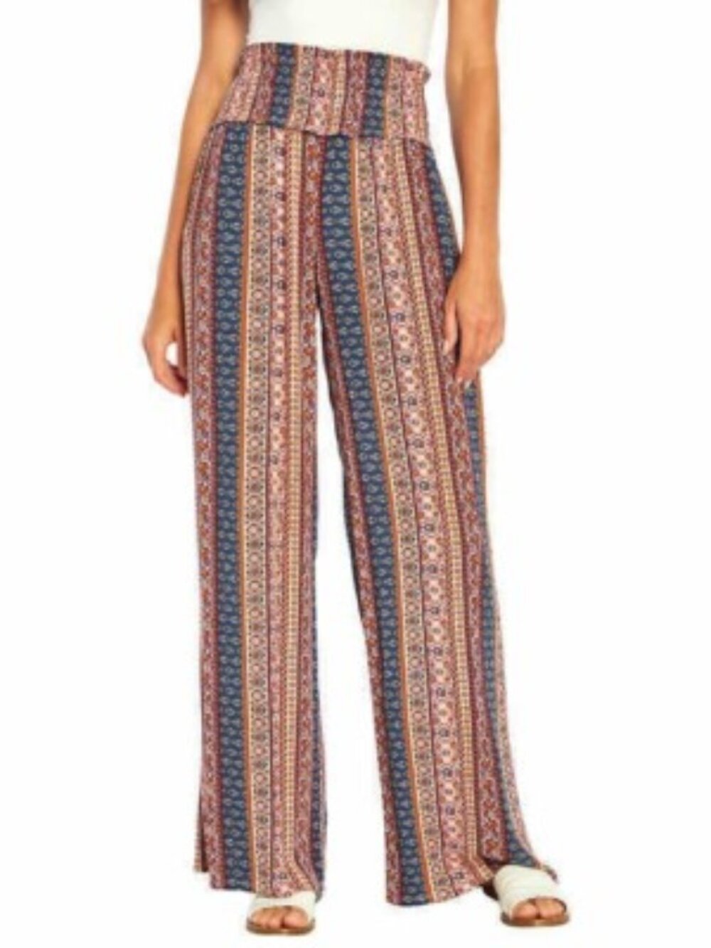 3 Dots Smocked Bohemian Pants Sz M